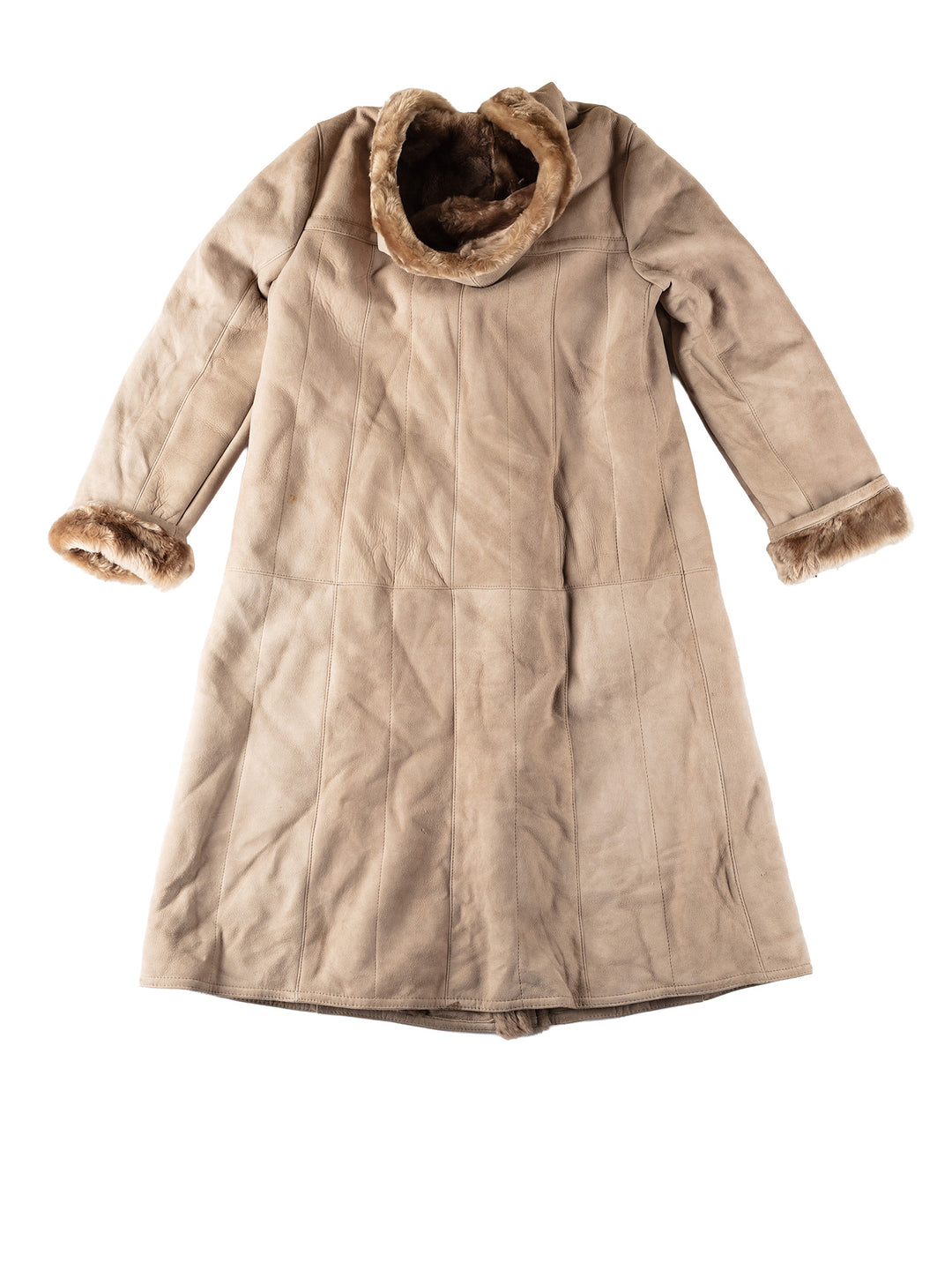 Vintage 80's Women Sheepskin Coat in BeigeMN545