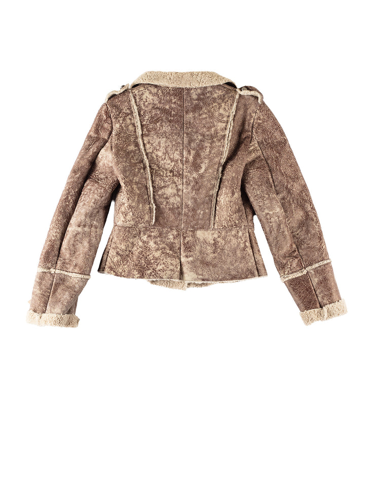 Vintage 70's Women Sheepskin Jacket in BeigeMN367