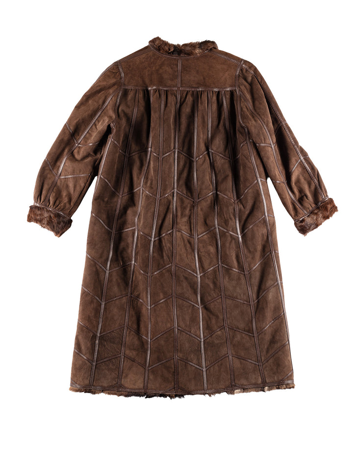 Vintage 80's Women Sheepskin Coat in BrownMN436