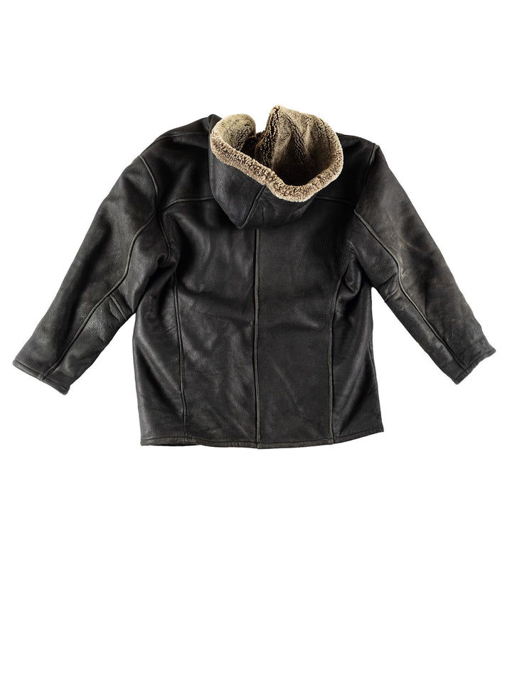 Vintage 80's Men Sheepskin Coat in BlackVN775