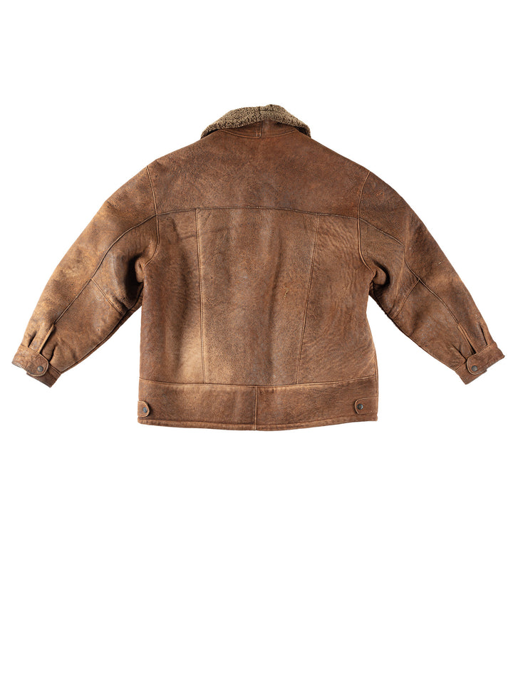 Vintage 80's Men Sheepskin Coat in BrownVN281