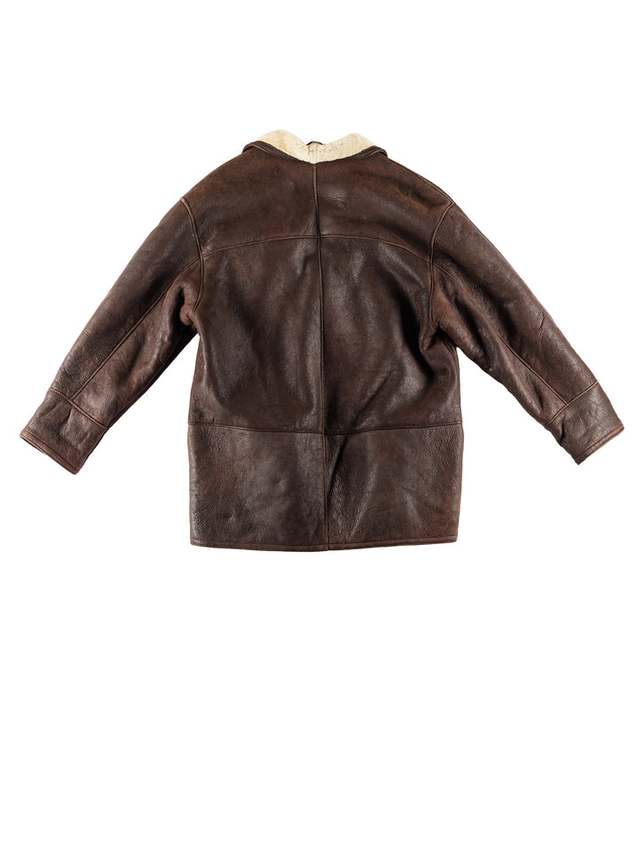 Vintage 80's Men Sheepskin Coat in BrownVN769