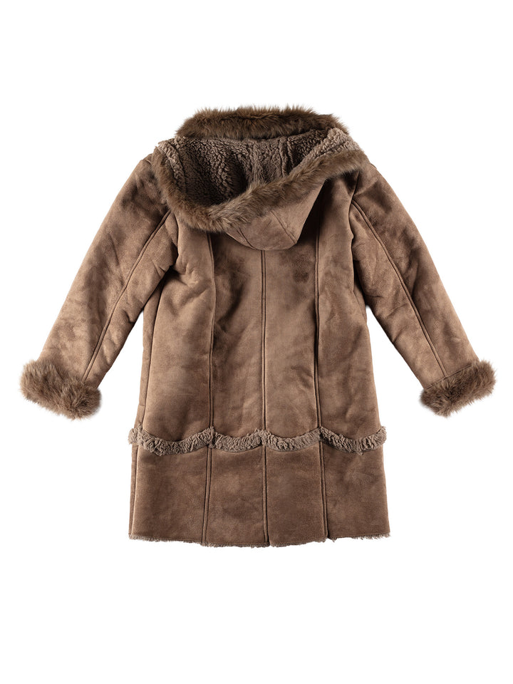 Vintage 70's Women Faux Sheepskin Coat in BrownMN688
