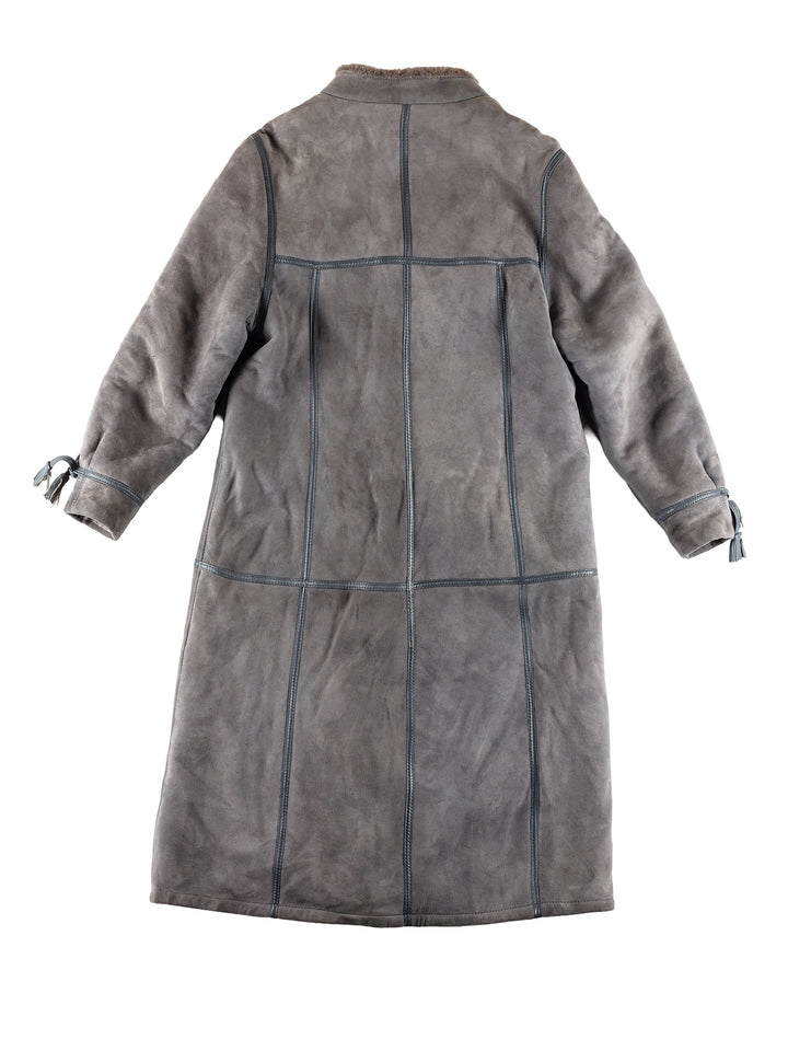 Vintage 80's Women Sheepskin Coat in GrayMN507