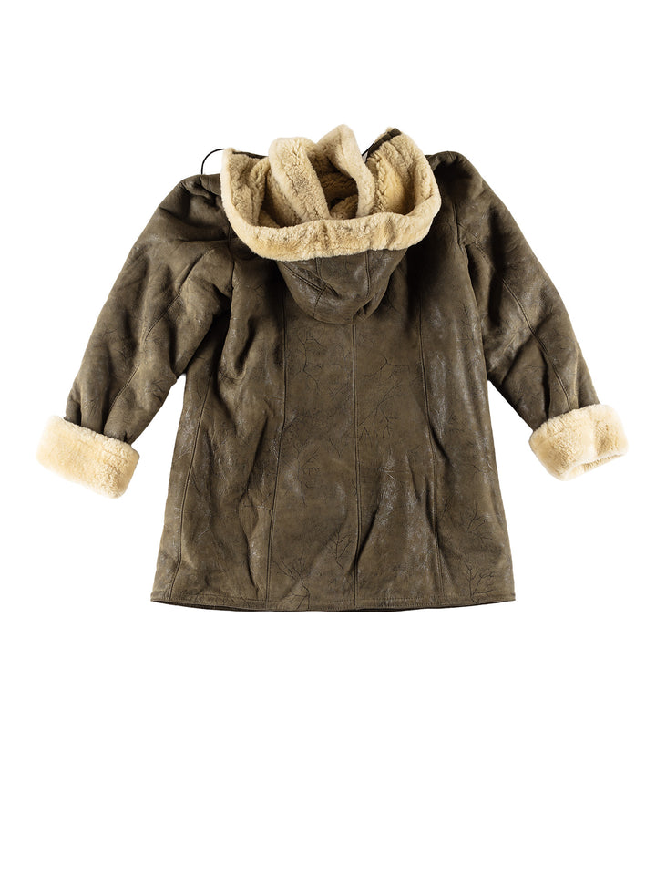 Vintage 70's Women Sheepskin Coat in GreenMN803