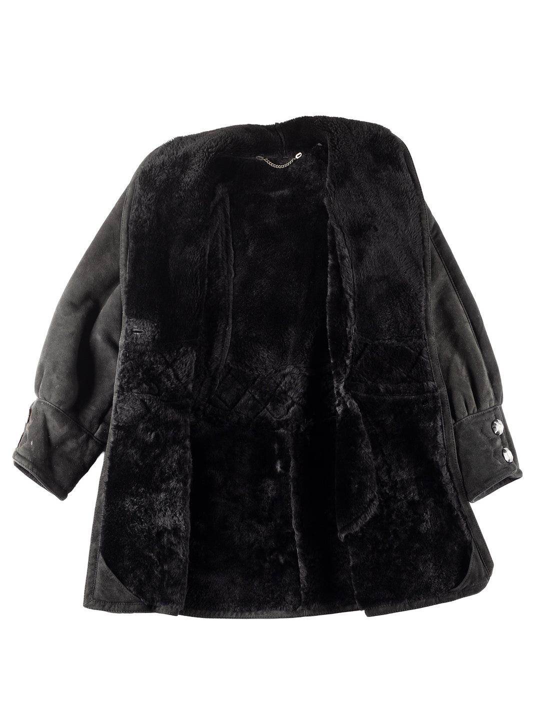 Vintage 90's Women Sheepskin Coat in Black