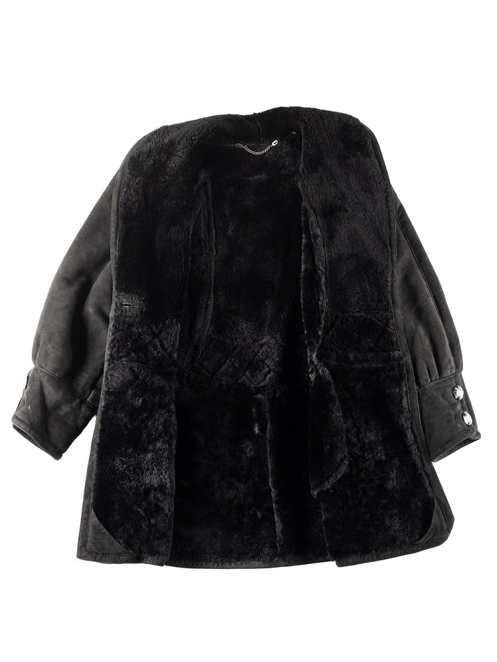 Vintage 90's Women Sheepskin Coat in Black