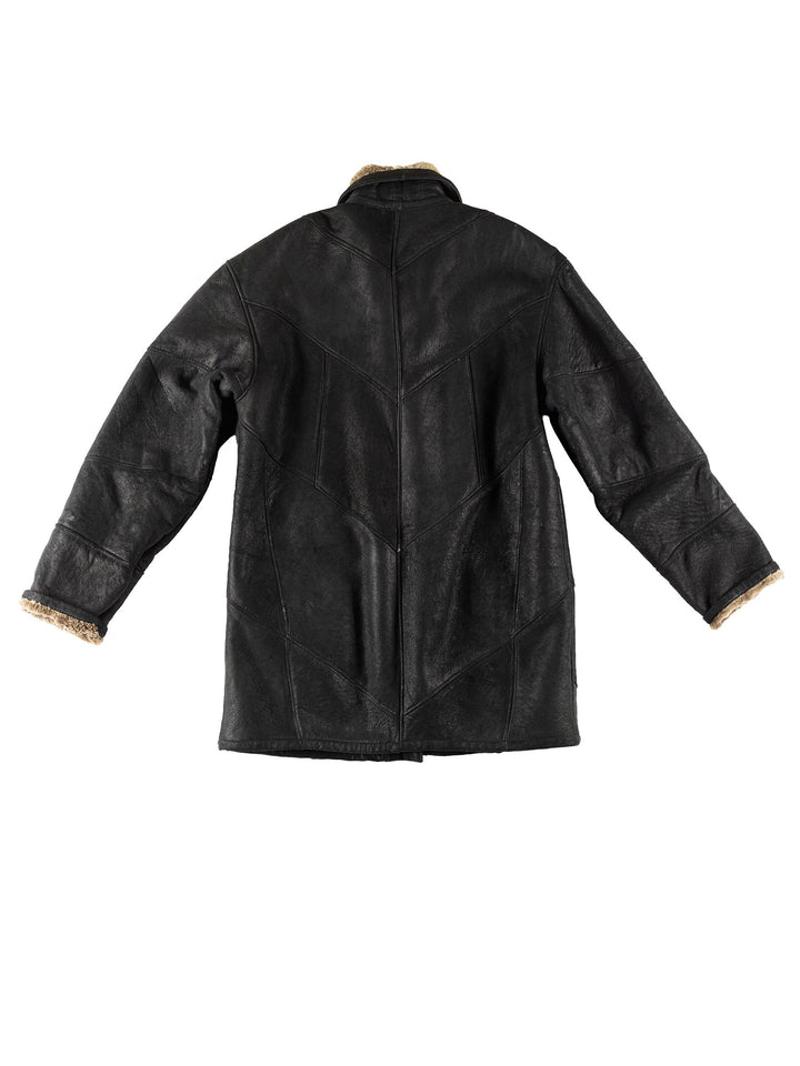 Vintage 80's Women Sheepskin Coat in BlackMN758