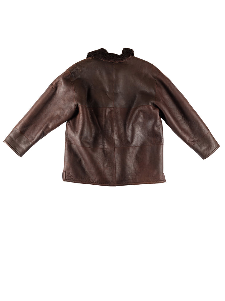 Vintage 80's Men Sheepskin Coat in BrownVN665