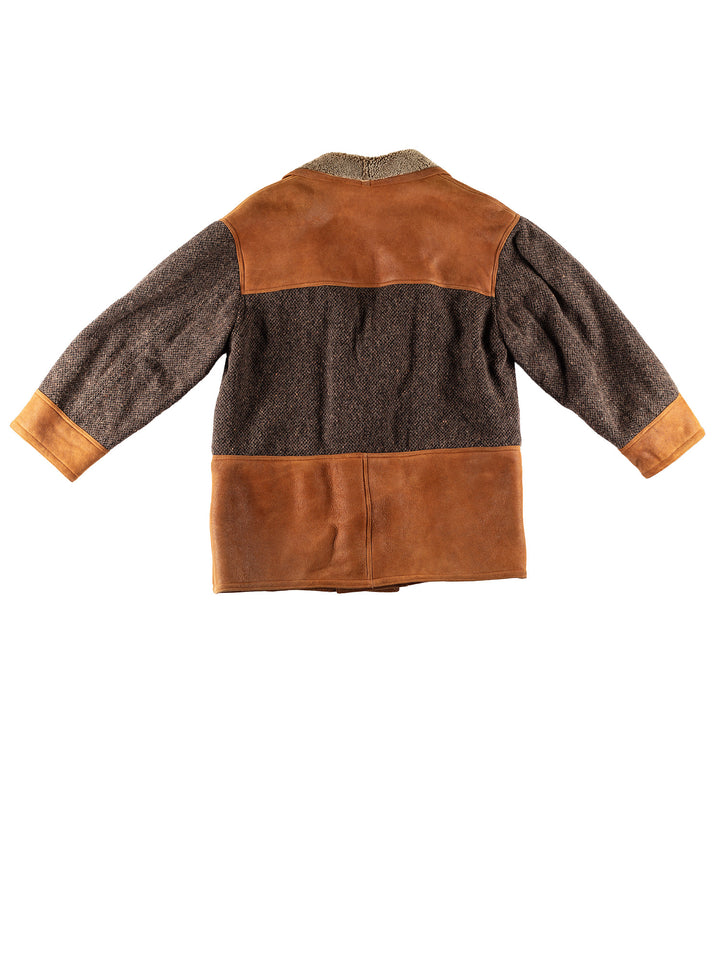 Vintage 80's Men Sheepskin/Wool Coat in BrownVN751