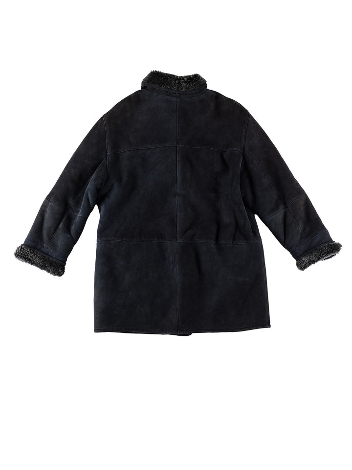 Vintage 80's Women Sheepskin Coat in BlueMN721