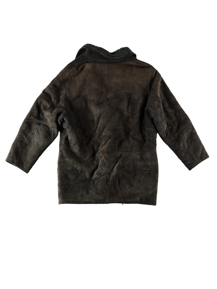 Vintage 80's Men Sheepskin Coat in BlackVN431