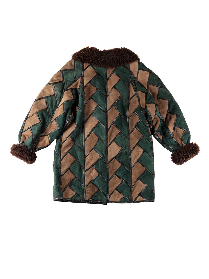 Vintage 80's Women Sheepskin Coat in GreenMN569
