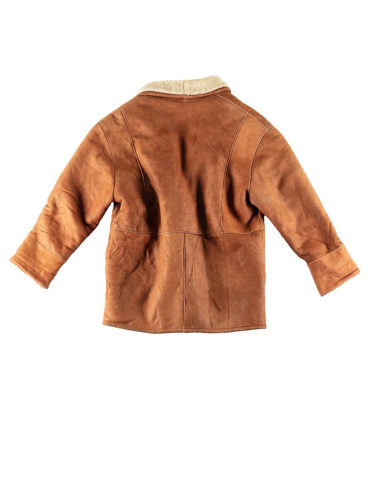 Vintage 80's Women Sheepskin Coat in BrownMN786