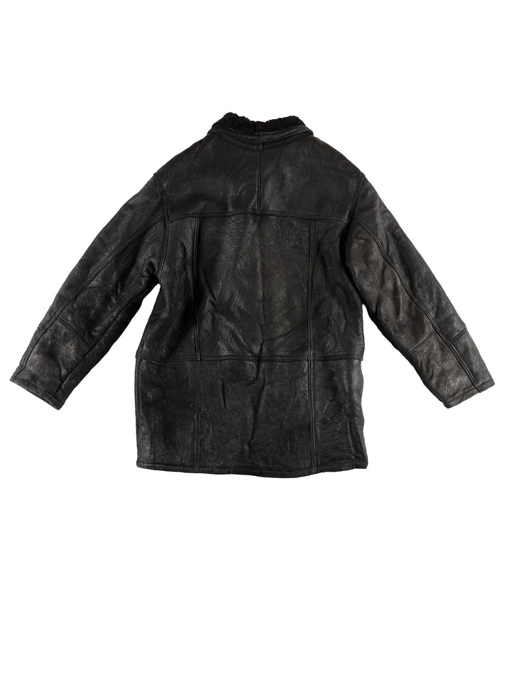Vintage 80's Men Sheepskin Coat in BlackVN456
