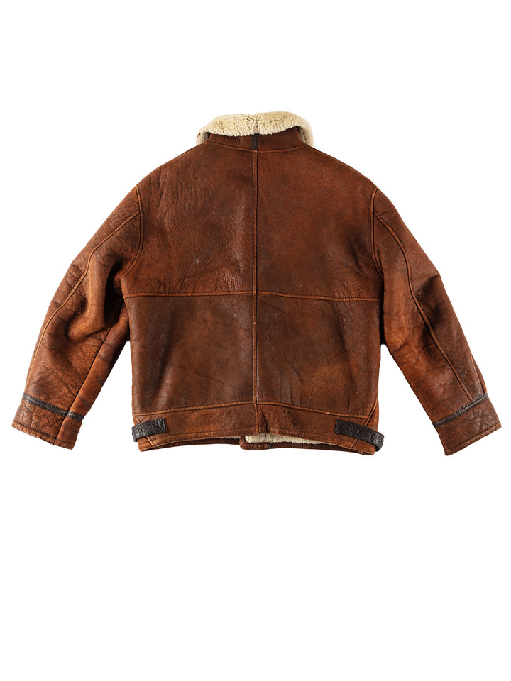 Vintage 80's Men Sheepskin Jacket in BrownVN410