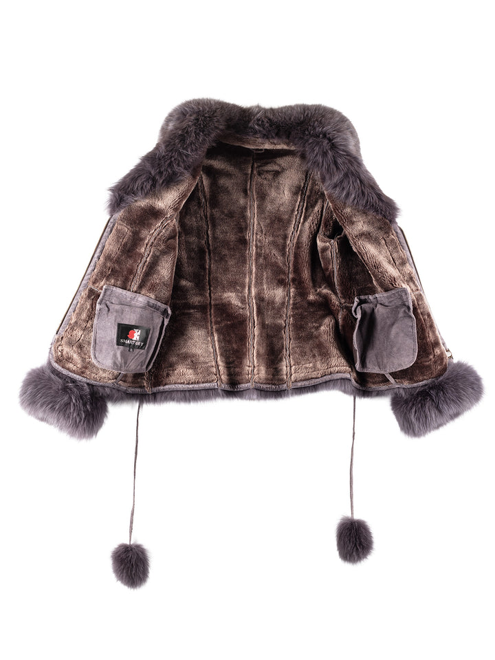 Vintage 00's Women Sheepskin Coat in Purple