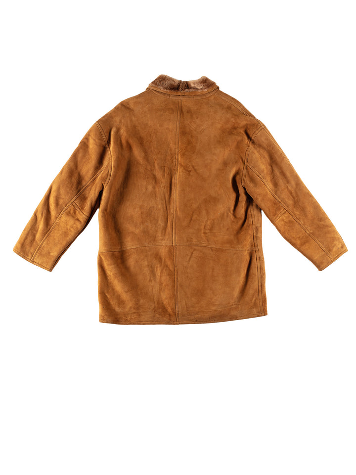 Vintage 80's Men Sheepskin Coat in BrownVN698