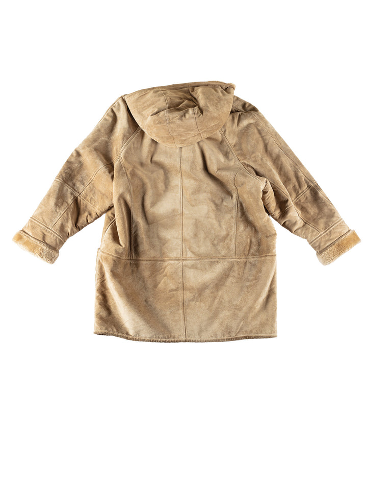 Vintage 80's Women Faux Sheepskin Coat in BeigeMN719