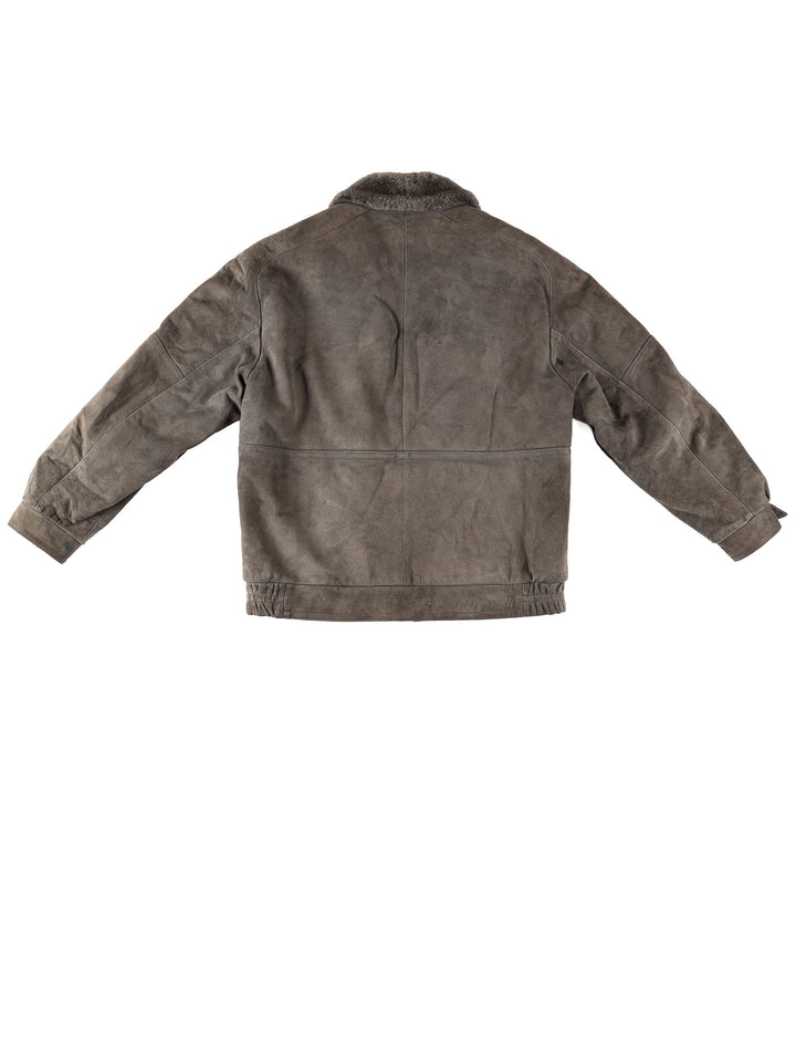 Vintage 90's Men Faux Sheepskin Jacket in GrayVN283