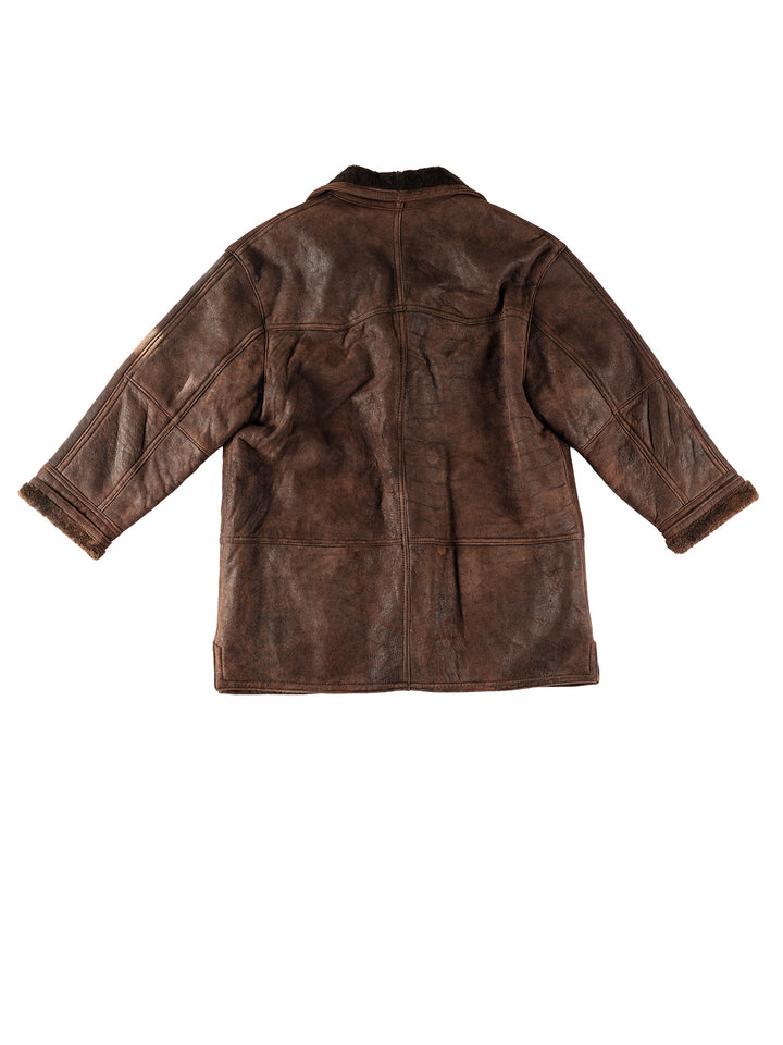 Vintage 80's Men Sheepskin Coat in BrownVN369