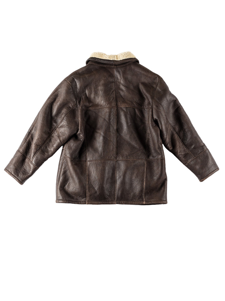 Vintage 90's Women Sheepskin Shearling Coat in BrownMN536