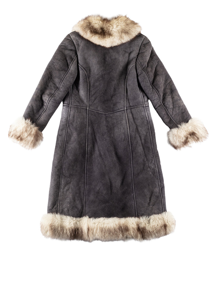 Vintage 70's Women Sheepskin Coat in GrayMN339
