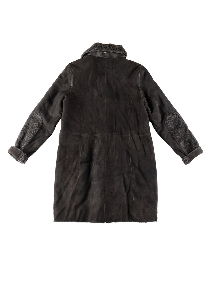Vintage 80's Women Sheepskin Coat in GrayMN473
