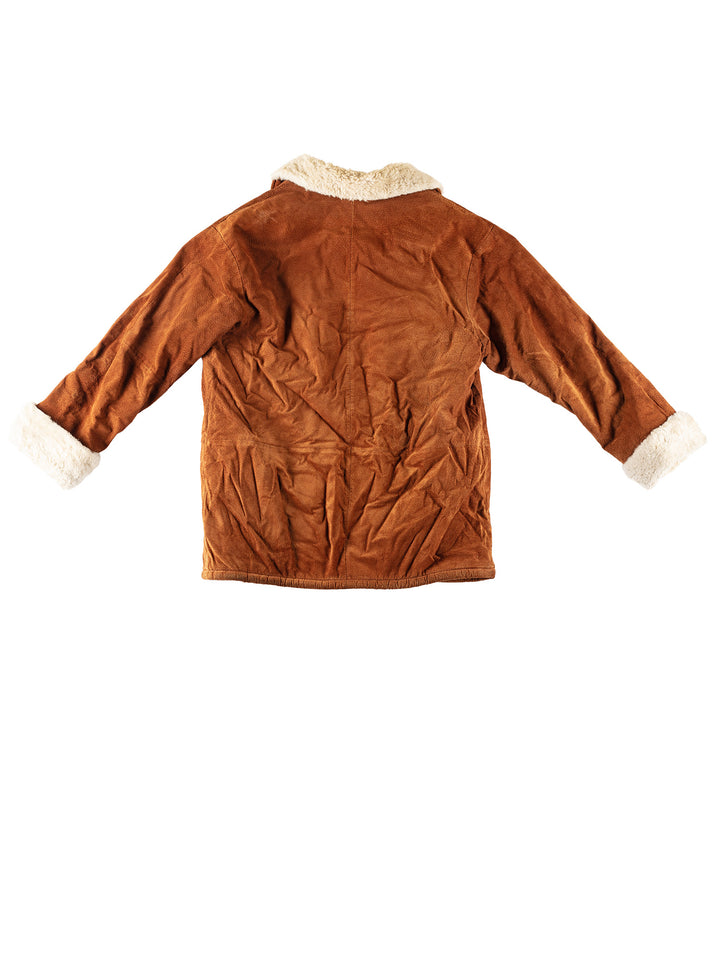 Vintage 80's Women Faux Sheepskin Coat in BrownMN477