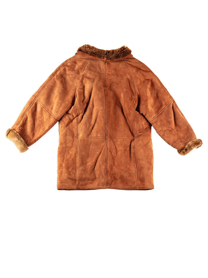 Vintage 80's Women Sheepskin Coat in GrayMN310