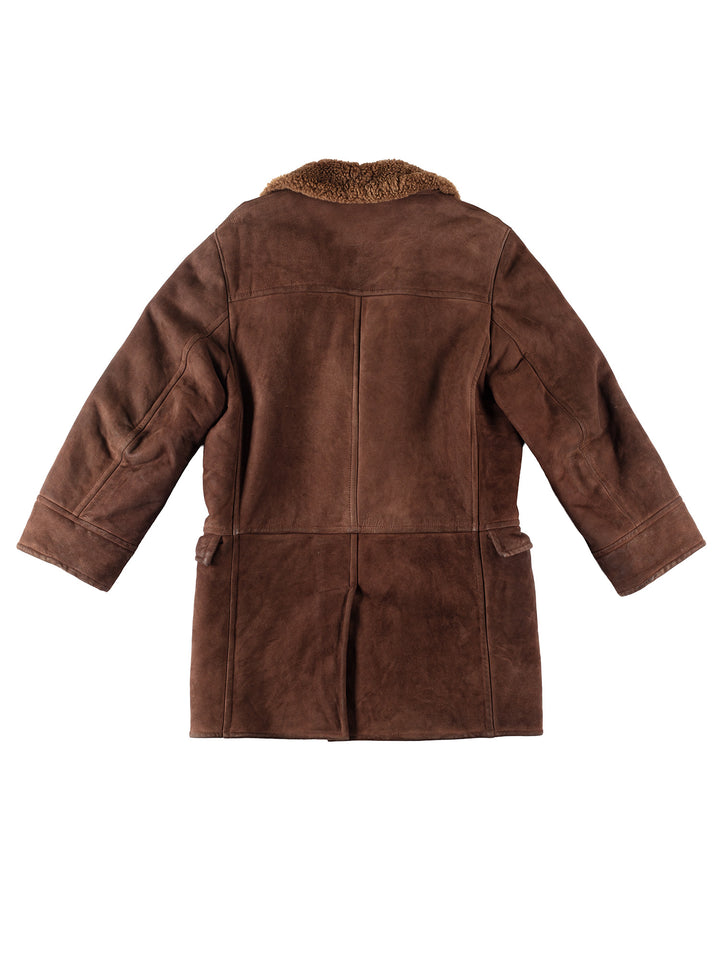 Vintage 80's Men Sheepskin Coat in BrownVN287