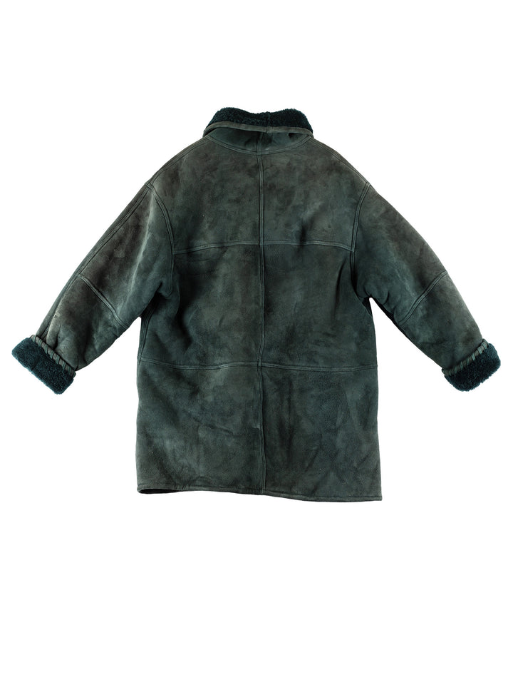 Vintage 80's Women Sheepskin Coat in GreenMN742