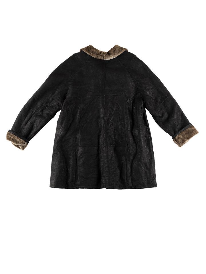 Vintage 80's Women Sheepskin Coat in BlackMN619