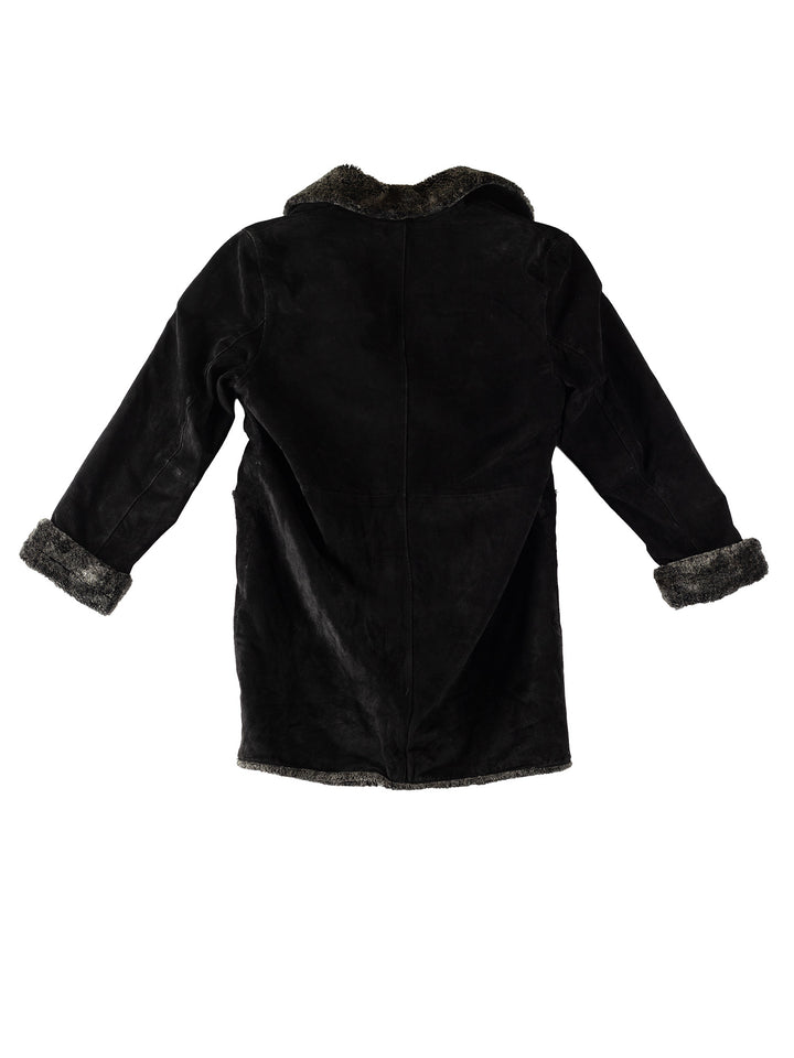 Vintage 80's Women Faux Sheepskin Coat in BlackMN350