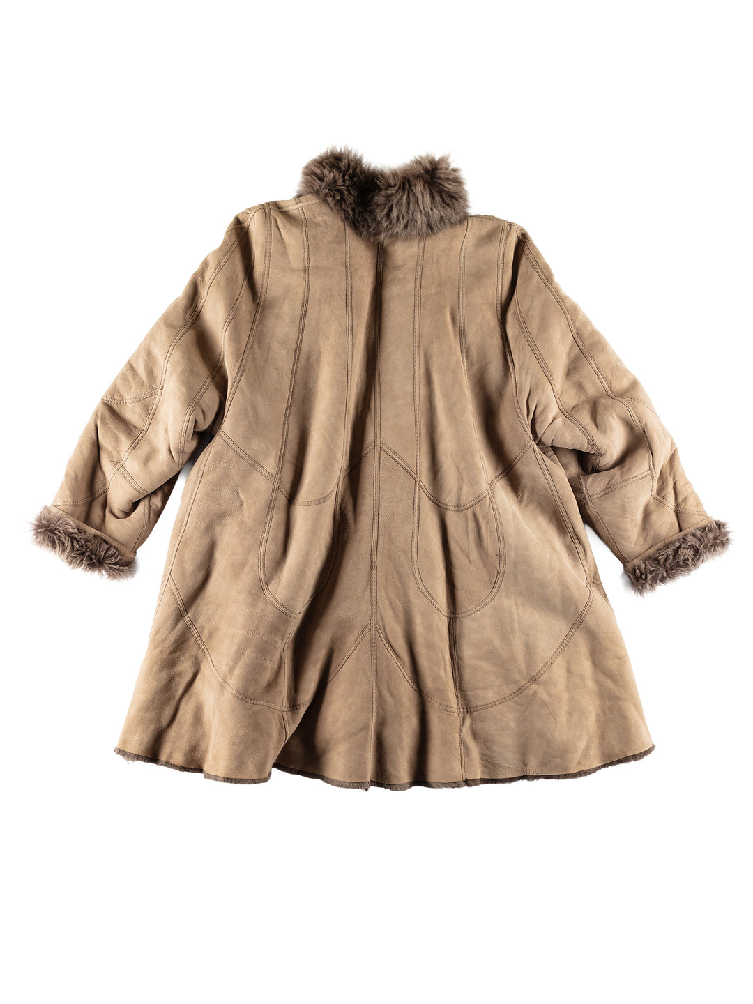 Vintage 80's Women Sheepskin Coat in BeigeMN799