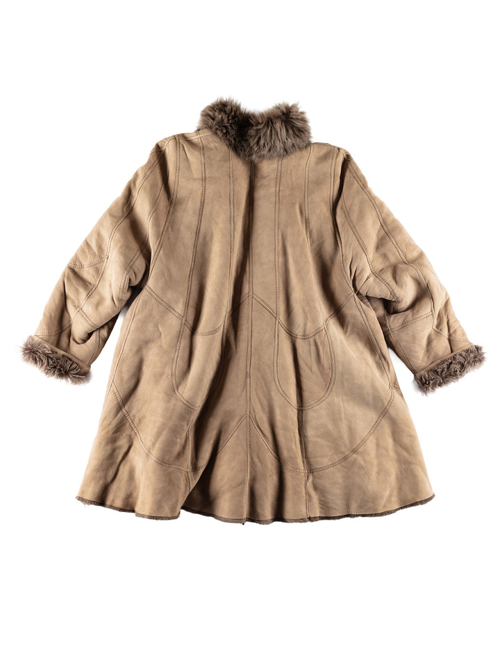 Vintage 80's Women Sheepskin Coat in BeigeMN799