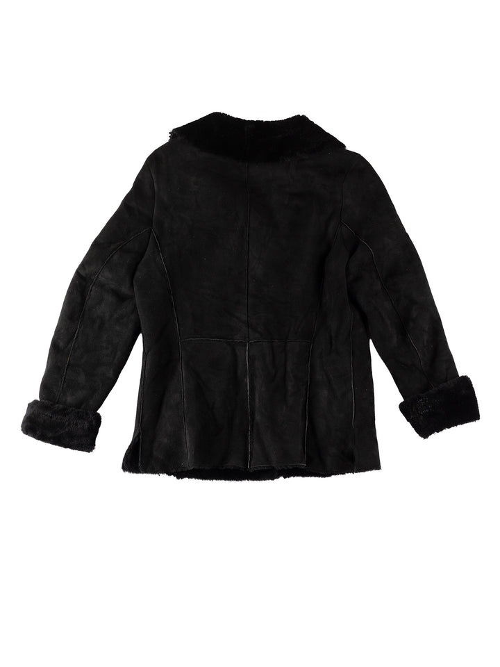 Vintage 80's Women Sheepskin Jacket in BlackMN571