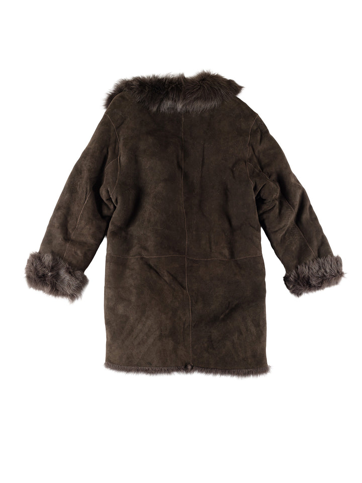 Vintage 70's Women Sheepskin Coat in GrayMN771