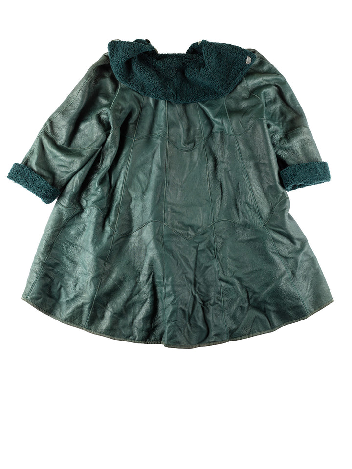 Vintage 80's Women Sheepskin Coat in GreenMN467