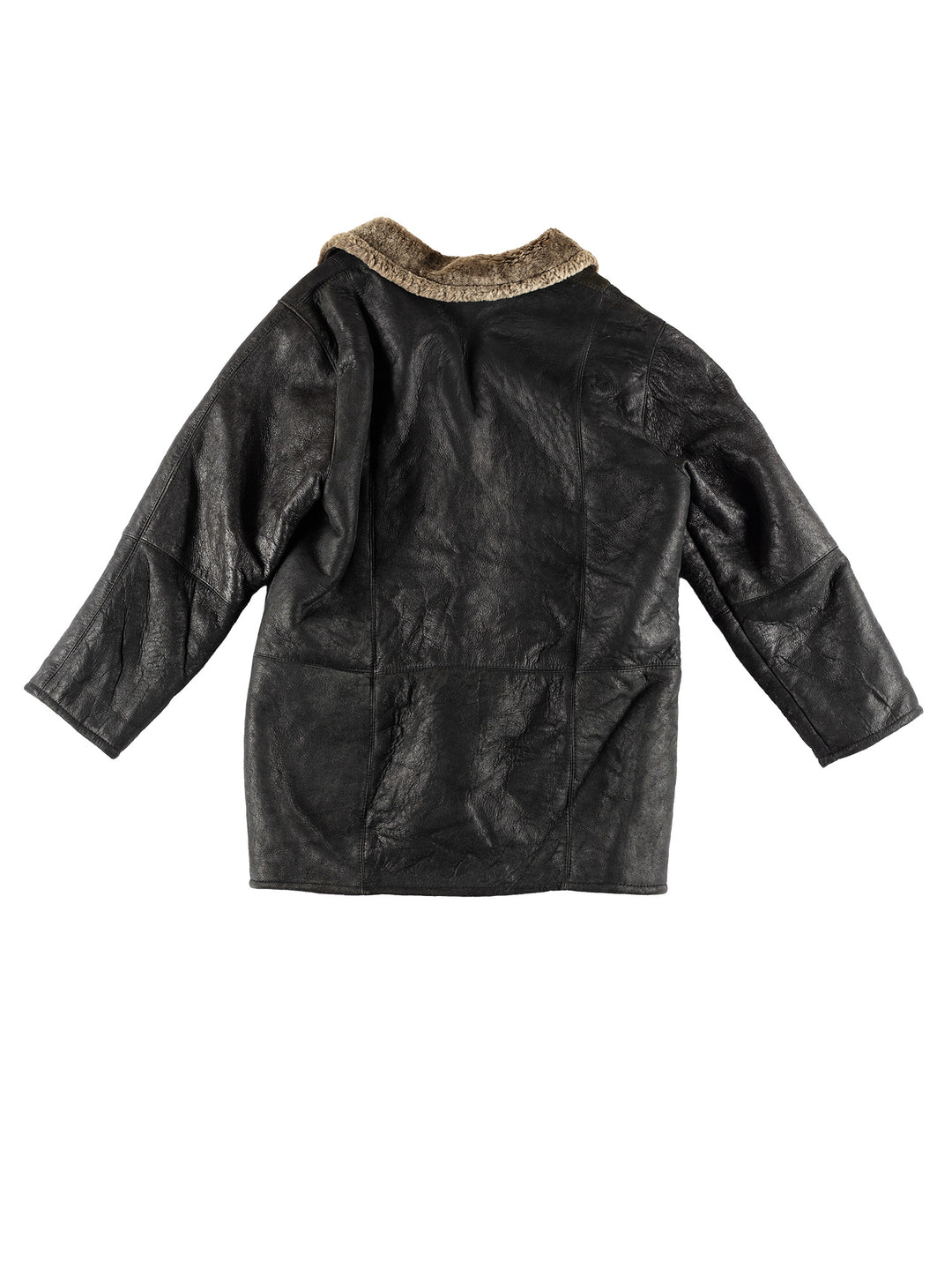 Vintage 80's Men Sheepskin Coat in BlackVN469
