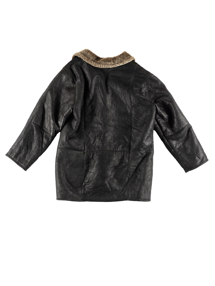 Vintage 80's Men Sheepskin Coat in BlackVN469