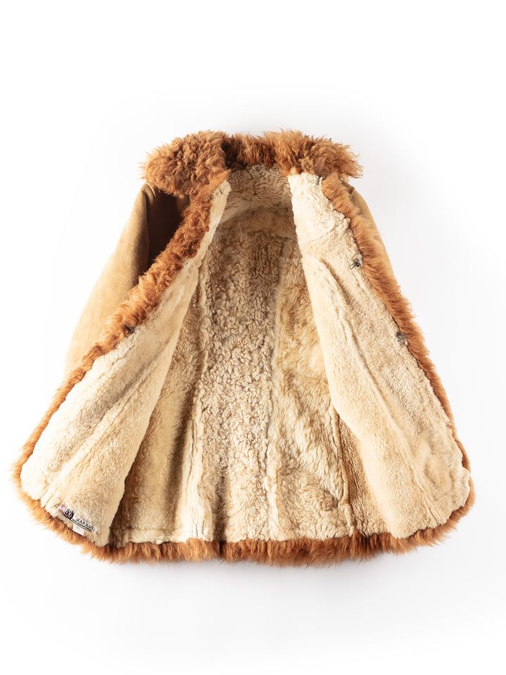 Vintage 70's Women Sheepskin Shearling Coat in Brown