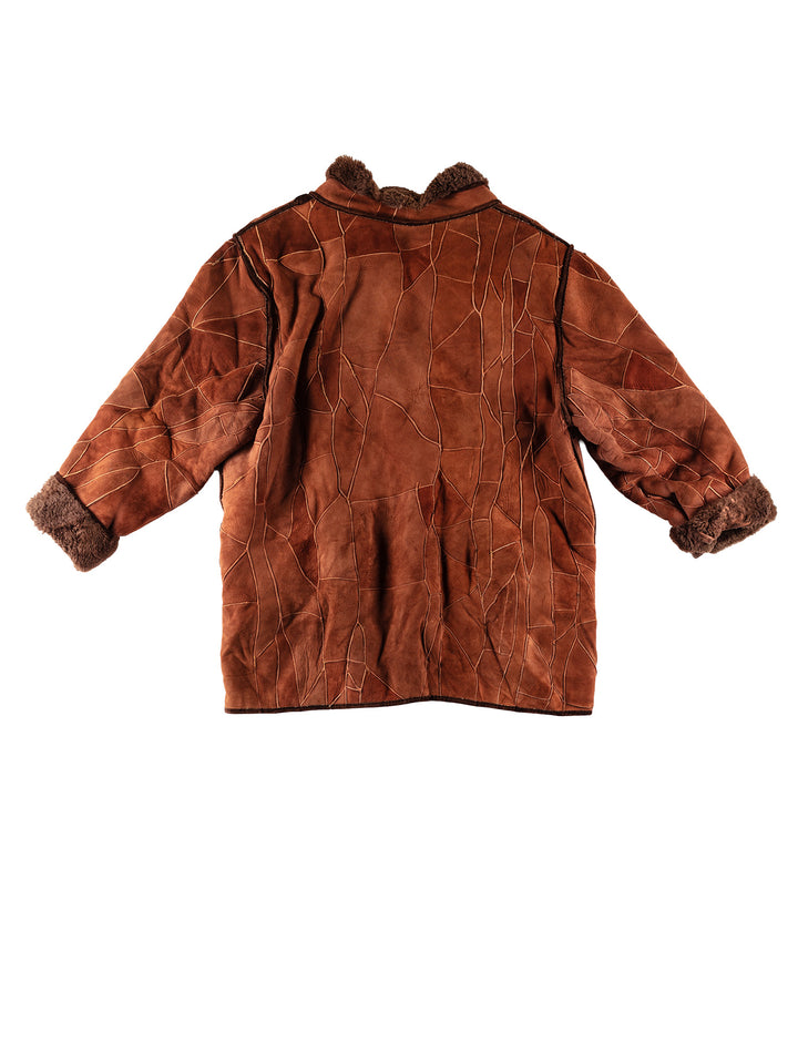 Vintage 80's Women Sheepskin Jacket in BrownMN792