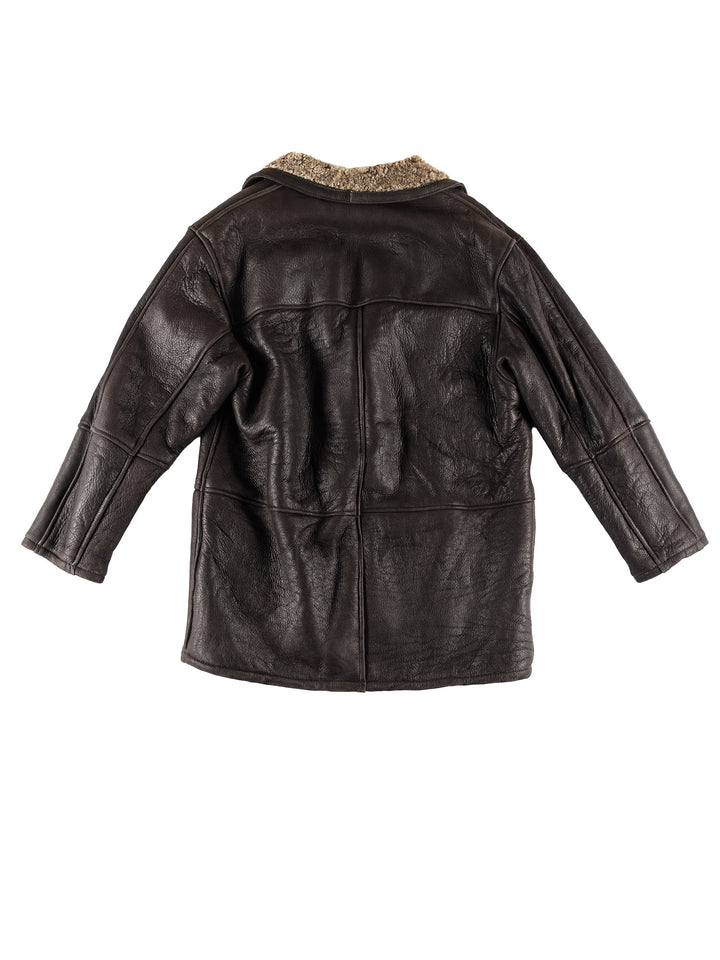 Vintage 80's Men Sheepskin Coat in BlackVN743