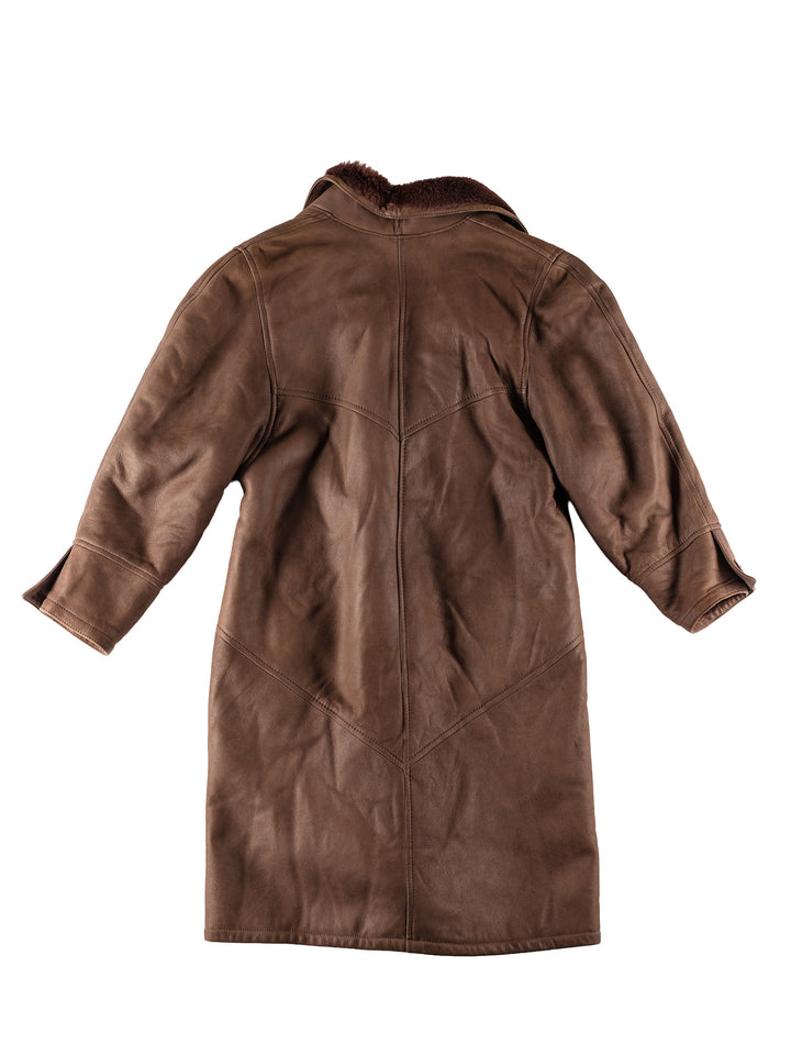 Vintage 80's Women Sheepskin Coat in BrownMN693