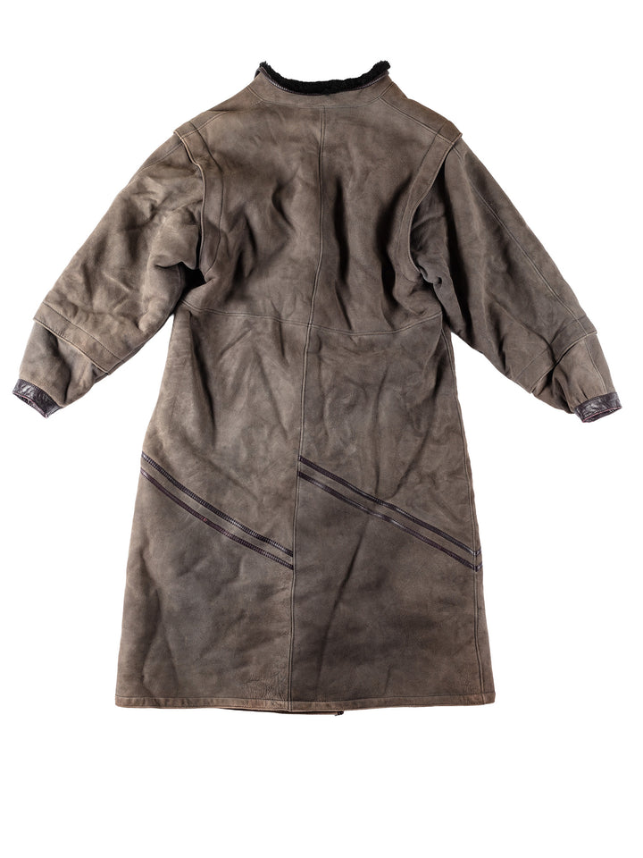 Vintage 80's Women Sheepskin Coat in GrayMN552