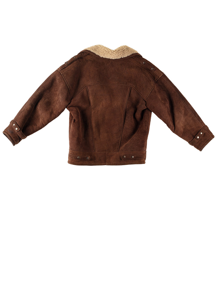 Vintage 80's Men Sheepskin Coat in BrownVN290