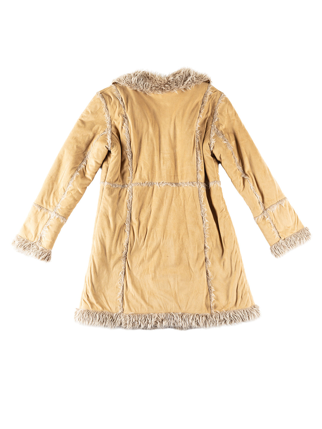 Vintage 80's Women Faux Sheepskin Coat in BeigeMN299
