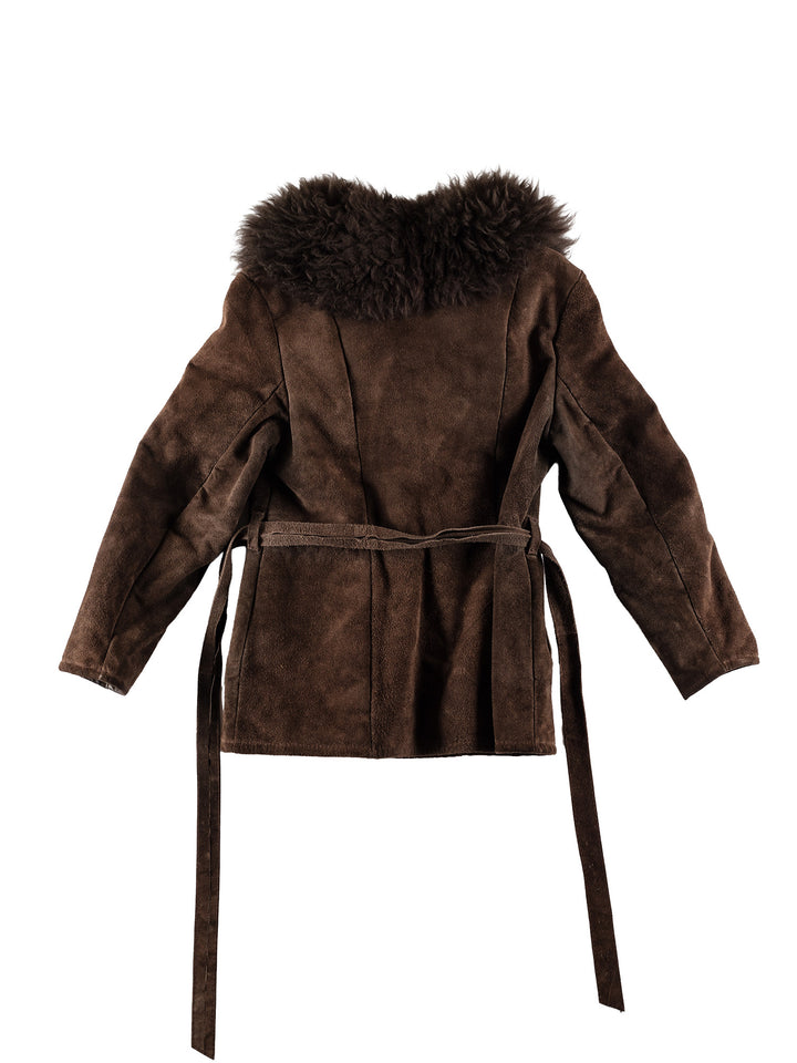 Vintage 70's Women Faux Sheepskin Coat in BrownMN671