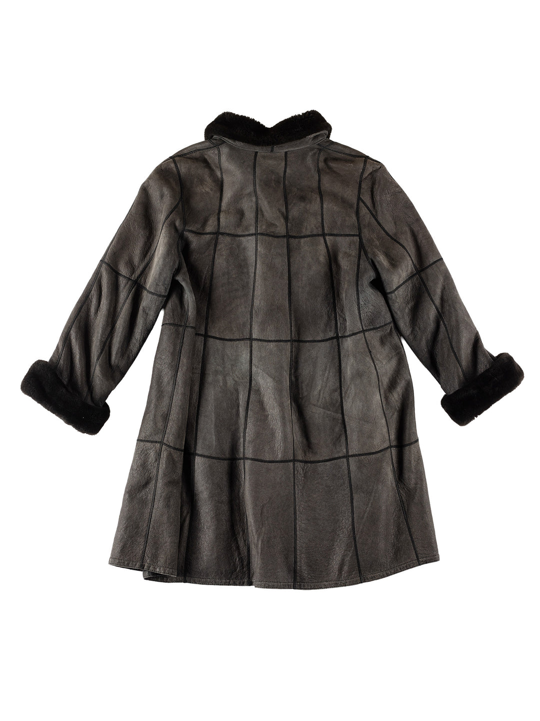 Vintage 80's Women Sheepskin Coat in GrayMN704